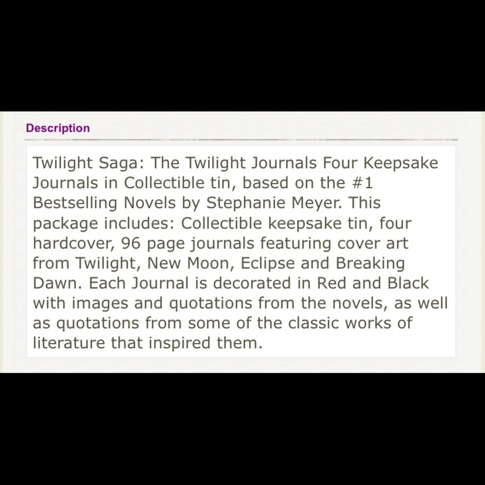 The Twilight Saga Hardcover Journals (2 of 4) in Keepsake Tin - Picture 3 of 7